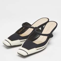 Dior Black/White Fabric and Rubber D-motion Mules Size 38
