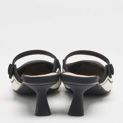 Dior Black/White Fabric and Rubber D-motion Mules Size 38
