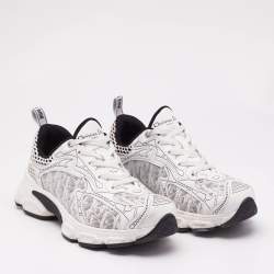 Pre Owned Dior White Leather and Mesh Vibe Lace Up Sneakers Size 38