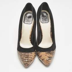 Dior Multicolor Lizard Embossed Leather and Suede Pumps Size 39.5