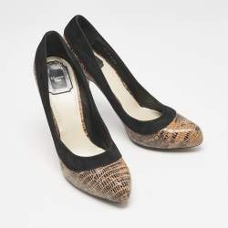 Dior Multicolor Lizard Embossed Leather and Suede Pumps Size 39.5