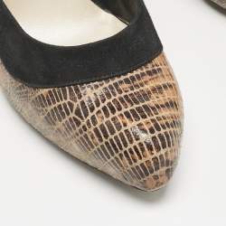 Dior Multicolor Lizard Embossed Leather and Suede Pumps Size 39.5