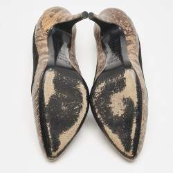 Dior Multicolor Lizard Embossed Leather and Suede Pumps Size 39.5