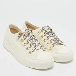 مملوكة مسبقًا Dior White Canvas Walk'n'Dior Low Top Sneakers Size 37
