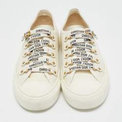 مملوكة مسبقًا Dior White Canvas Walk'n'Dior Low Top Sneakers Size 37