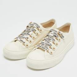 مملوكة مسبقًا Dior White Canvas Walk'n'Dior Low Top Sneakers Size 37