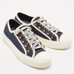 Pre Owned Dior Navy Blue Canvas Walk'n'Dior Low Top Sneakers Size 38