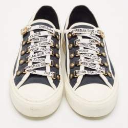 Pre Owned Dior Navy Blue Canvas Walk'n'Dior Low Top Sneakers Size 38