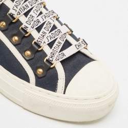 Pre Owned Dior Navy Blue Canvas Walk'n'Dior Low Top Sneakers Size 38