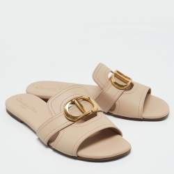 مملوكة مسبقًا Dior Beige Leather 30 Montaigne Slide Flats Size 39