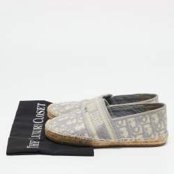 Dior Grey/White Oblique Canvas Granville Espadrille Flats Size 36