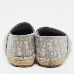 Dior Grey/White Oblique Canvas Granville Espadrille Flats Size 36