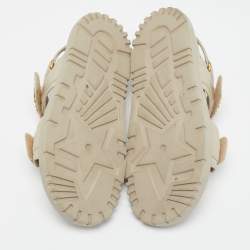 Pre Owned Dior Light Beige Leather Dioract Flat Sandals Size 38.5