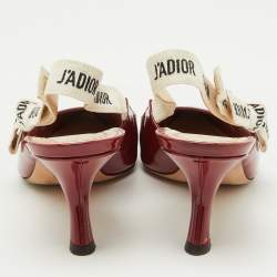 مملوكة مسبقًا Dior Dark Red Patent Leather J'Adior Slingback Pumps Size 40