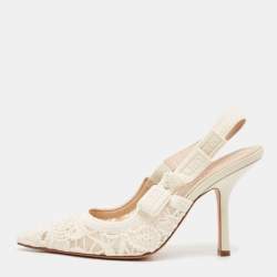 Dior White Lace J'Adior Slingback Pumps Size 40