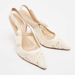 Dior White Lace J'Adior Slingback Pumps Size 40