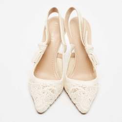 Dior White Lace J'Adior Slingback Pumps Size 40