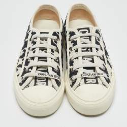Dior Black/White Canvas Walk'n'Dior Low Top Sneakers Size 38.5