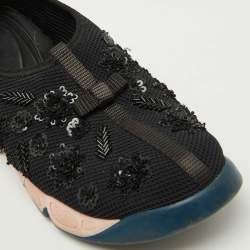 Dior Black Mesh Crystal Embellished Fusion Slip On Sneakers Size 38.5