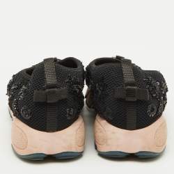 Dior Black Mesh Crystal Embellished Fusion Slip On Sneakers Size 38.5