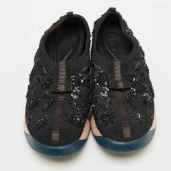 Dior Black Mesh Crystal Embellished Fusion Slip On Sneakers Size 38.5