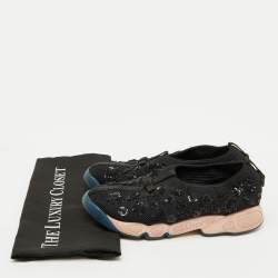 Dior Black Mesh Crystal Embellished Fusion Slip On Sneakers Size 38.5