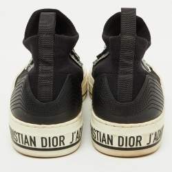 Pre Owned Dior Black Knit Fabric and Leather Walk'n'Dior Sneakers Size 38