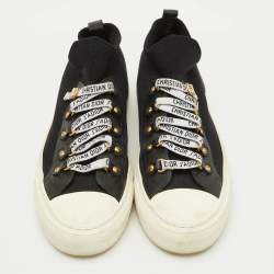 Pre Owned Dior Black Knit Fabric and Leather Walk'n'Dior Sneakers Size 38