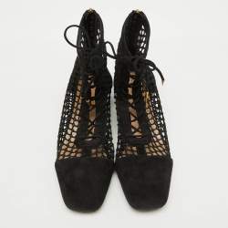Dior Black Suede and Mesh Naughtily-D Ankle Boots Size 37