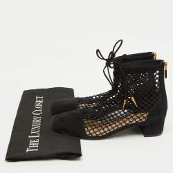 Dior Black Suede and Mesh Naughtily-D Ankle Boots Size 37