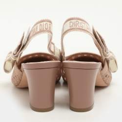 Dior Old Rose Cannage Fabric Moi Slingback Pumps Size 35.5