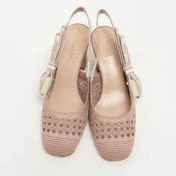 Dior Old Rose Cannage Fabric Moi Slingback Pumps Size 35.5