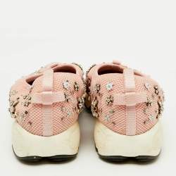 Dior Pink Embellished Mesh Fusion Sneakers Size 38.5