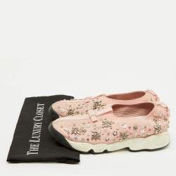Dior Pink Embellished Mesh Fusion Sneakers Size 38.5