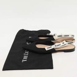 Dior Black Canvas J'Adior Slingback Flat Sandals Size 40