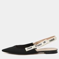 Dior Black Canvas J'Adior Slingback Flat Sandals Size 40