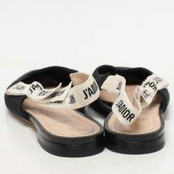 Dior Black Canvas J'Adior Slingback Flat Sandals Size 40