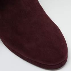 Dior Burgundy Suede Knee Length Boots Size 41