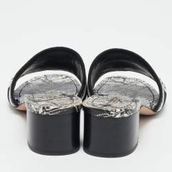 مملوكة مسبقًا Dior Black/White Embroidered Canvas Dway Slide Sandals Size 37.5