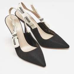 Pre Owned Dior Black Technical Fabric J'adior Slingback Pumps Size 37