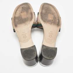 Dior Multicolor Embroidered Canvas Dway Slide Sandals Size 39.5