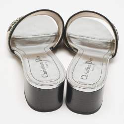 Dior Multicolor Embroidered Canvas Dway Slide Sandals Size 39.5