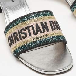 Dior Multicolor Embroidered Canvas Dway Slide Sandals Size 39.5
