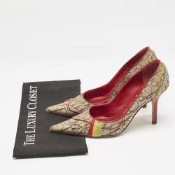 Dior Beige/Red Diorrisimo Fabric Pointed Toe Pumps Size 37
