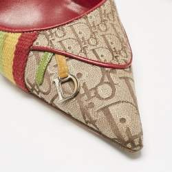 Dior Beige/Red Diorrisimo Fabric Pointed Toe Pumps Size 37