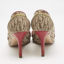 Dior Beige/Red Diorrisimo Fabric Pointed Toe Pumps Size 37