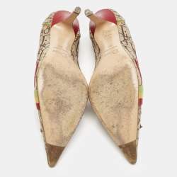 Dior Beige/Red Diorrisimo Fabric Pointed Toe Pumps Size 37