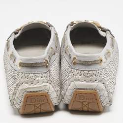 Dior Purple/Cream Python Embossed Leather CD Logo Loafers Size 40
