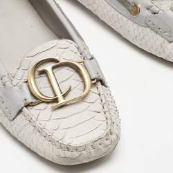 Dior Purple/Cream Python Embossed Leather CD Logo Loafers Size 40