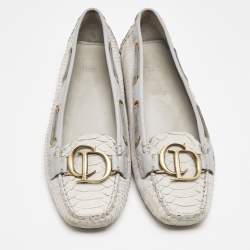 Dior Purple/Cream Python Embossed Leather CD Logo Loafers Size 40